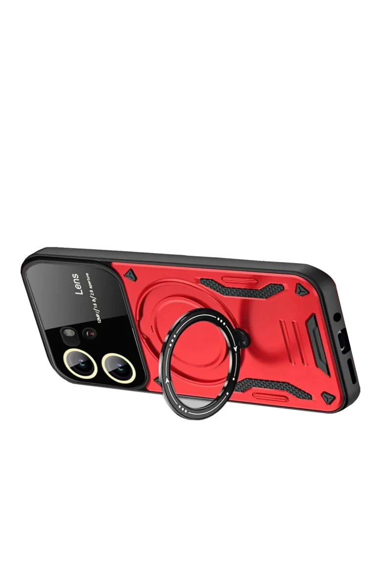 Newface Vivo Y16 Kılıf Joy Lens Standlı Kapak - Kırmızı