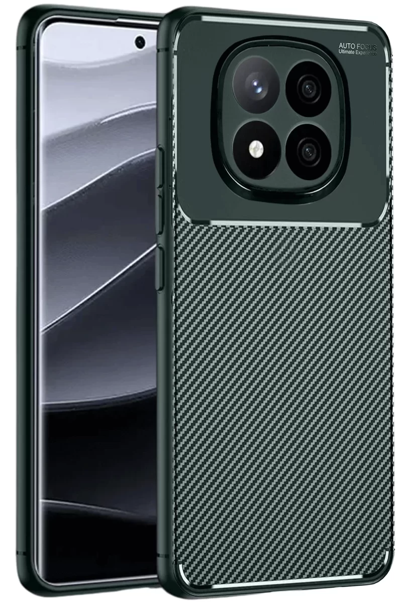 Newface Xiaomi Redmi Note 14 Pro Plus Kılıf Auto Focus Karbon Kapak - Koyu Yeşil