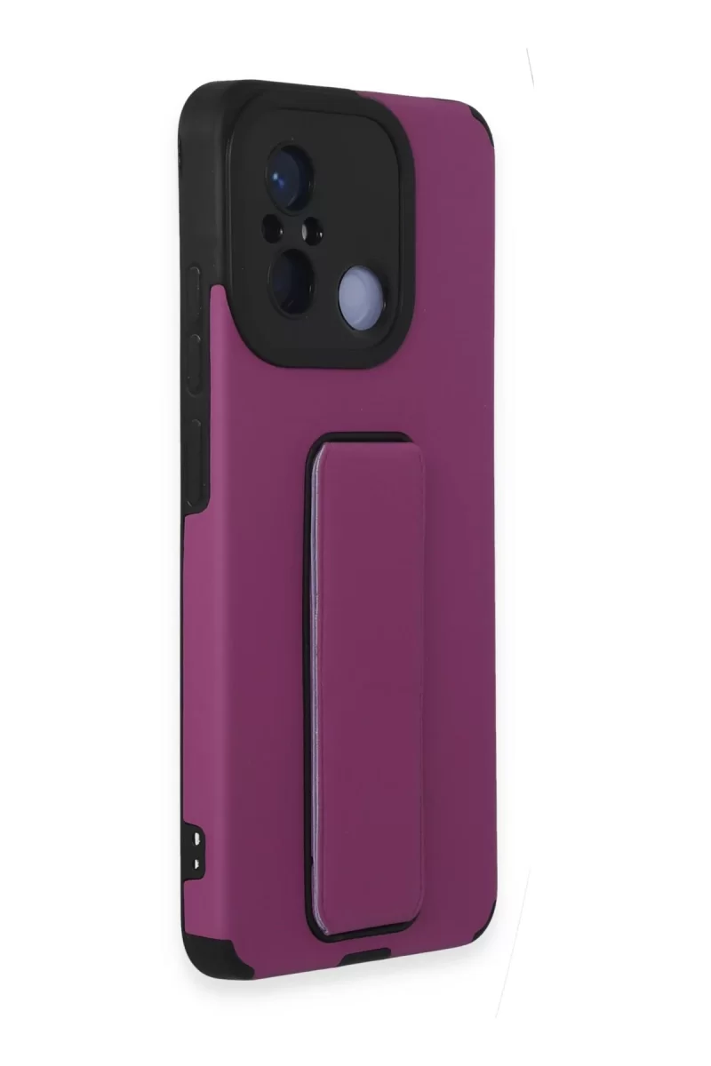 Newface Xiaomi Redmi 12C Kılıf Mega Standlı Silikon - Mor