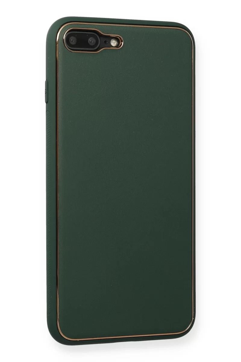 Newface Apple iPhone 7 Plus Kılıf Coco Deri Silikon Kapak - Yeşil