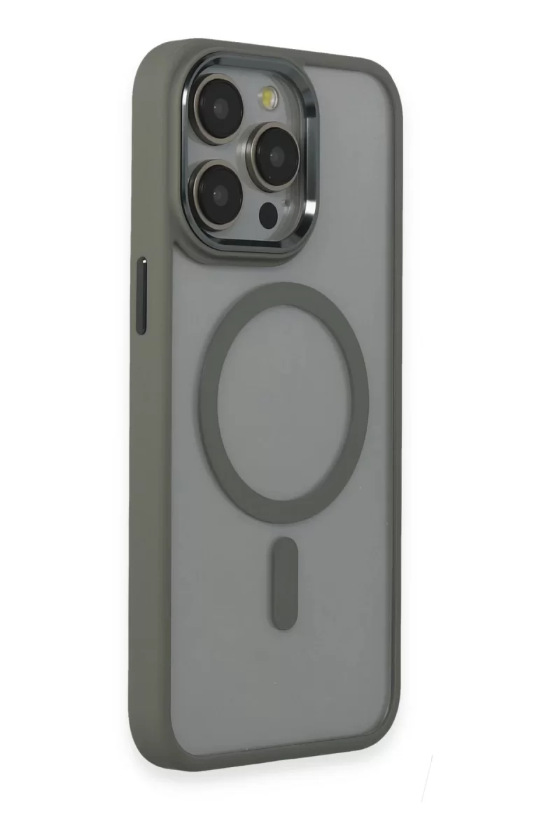 Newface Apple iPhone 15 Pro Max Kılıf Room Magneticsafe Silikon - Gri