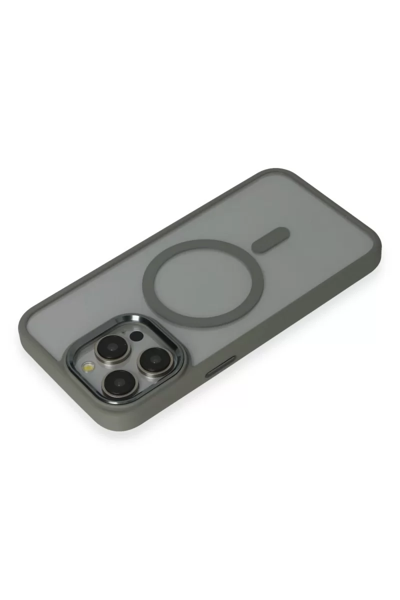 Newface Apple iPhone 15 Pro Max Kılıf Room Magneticsafe Silikon - Gri