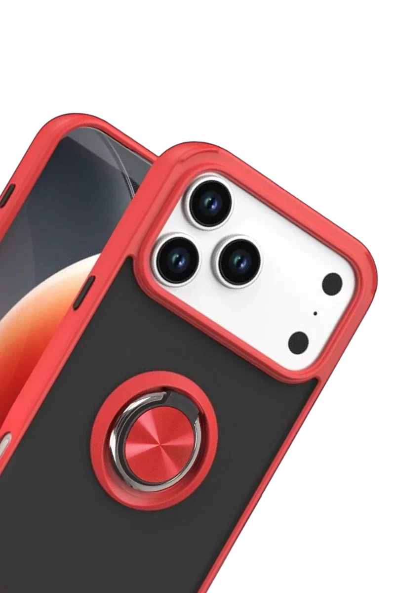 Newface Apple iPhone 17 Pro Max Montreal Yüzüklü Silikon Kapak - Kırmızı