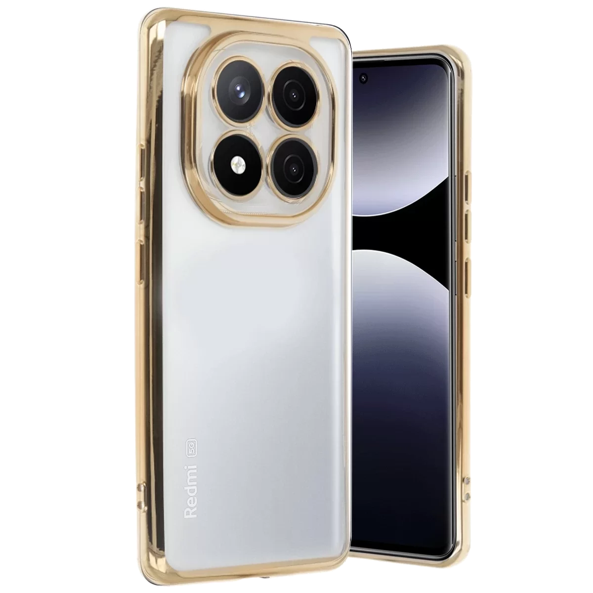 Newface Xiaomi Redmi Note 14 Pro Plus Kılıf Razer Lensli Silikon - Gold
