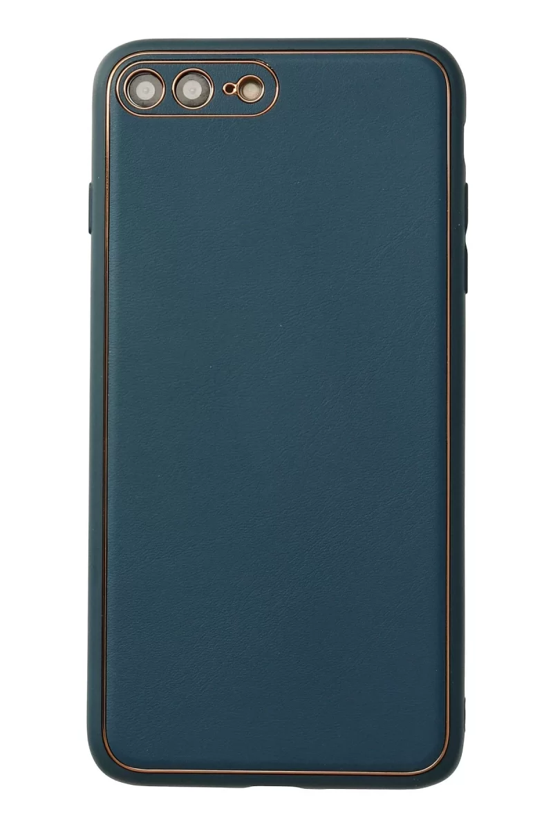 Newface Apple iPhone 7 Plus Kılıf Coco Deri Silikon Kapak - Mavi