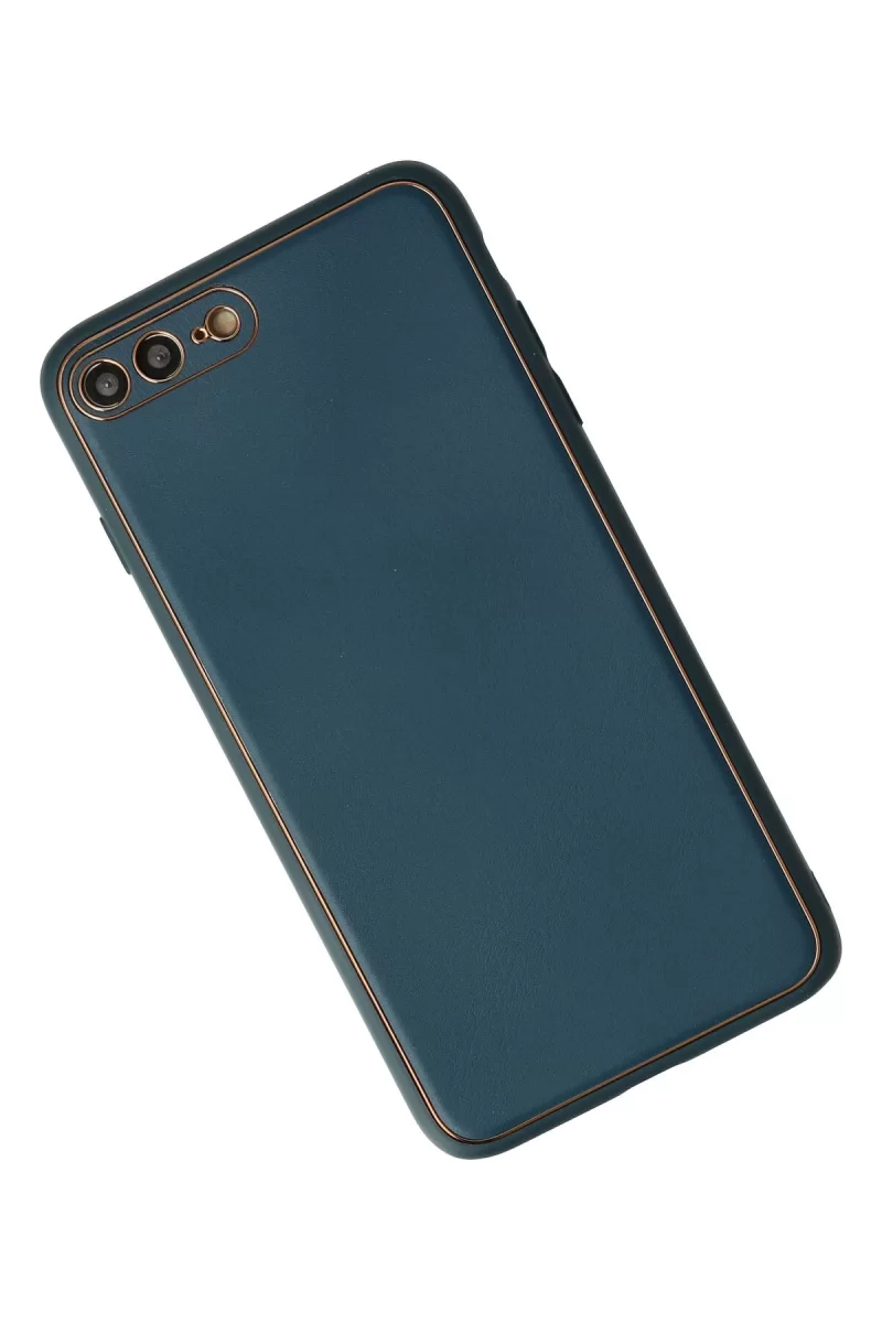 Newface Apple iPhone 7 Plus Kılıf Coco Deri Silikon Kapak - Mavi