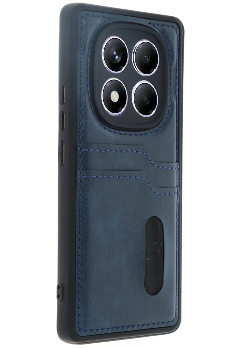 Newface Xiaomi Redmi Note 14 Pro 5G Kılıf Sara Kartvizitli Deri Kılıf - Lacivert