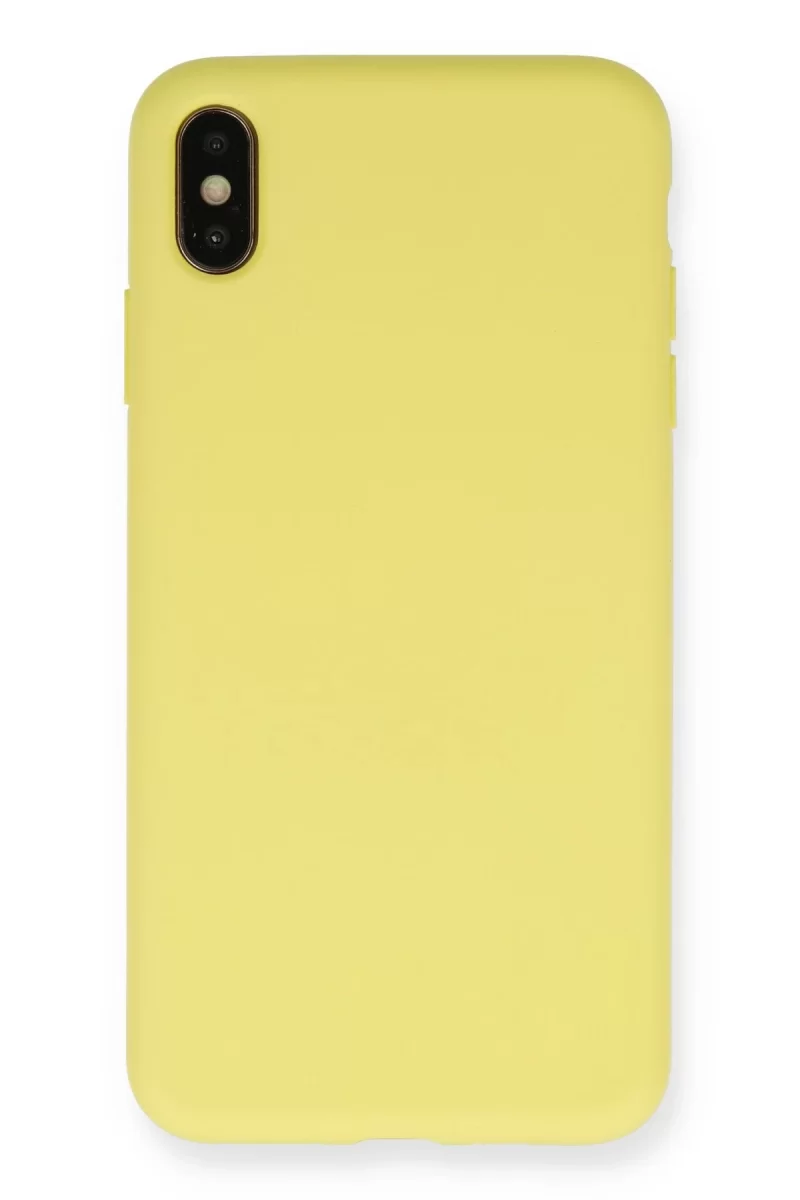 Newface Apple iPhone XS Max Kılıf Nano içi Kadife Silikon - Mat Sarı