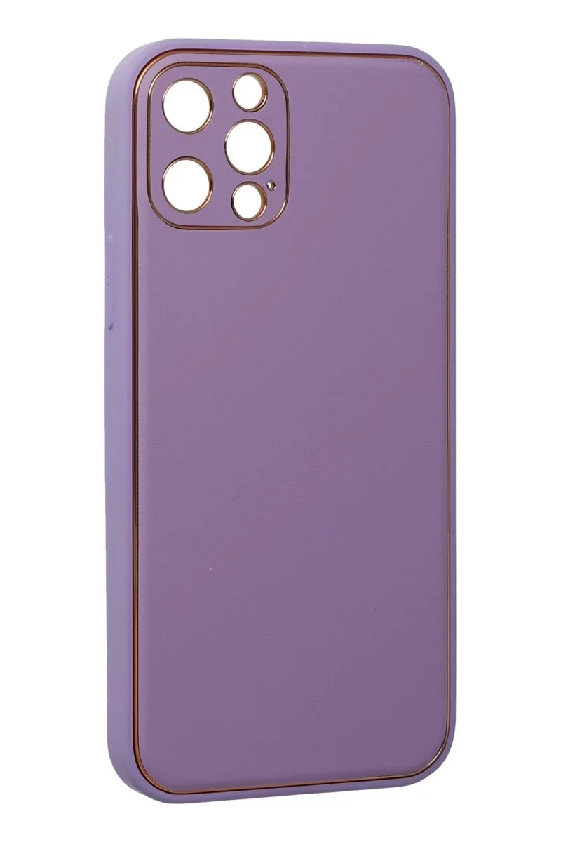 Newface Apple iPhone 12 Pro Kılıf Coco Deri Silikon Kapak - Lila