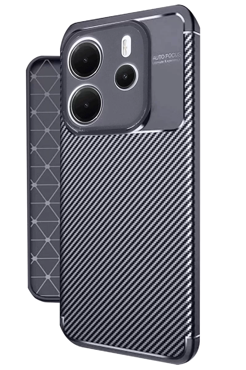 Newface Xiaomi Redmi Note 14 4G Kılıf Auto Focus Karbon Kapak - Lacivert