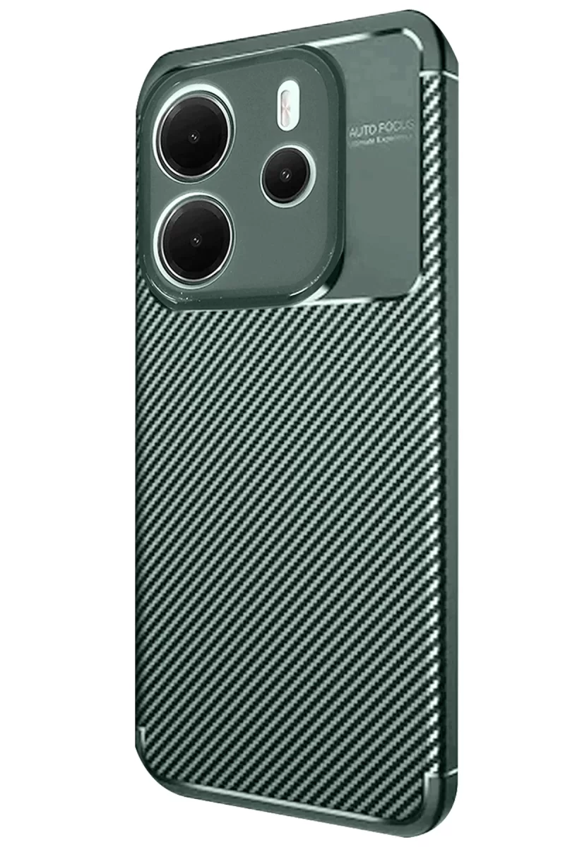 Newface Xiaomi Redmi Note 14 4G Kılıf Auto Focus Karbon Kapak - Koyu Yeşil