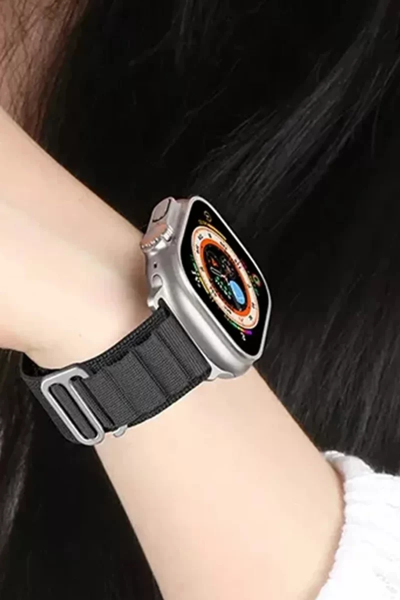 Newface Apple Watch Ultra 49mm Mountain Kordon - Siyah-Turuncu