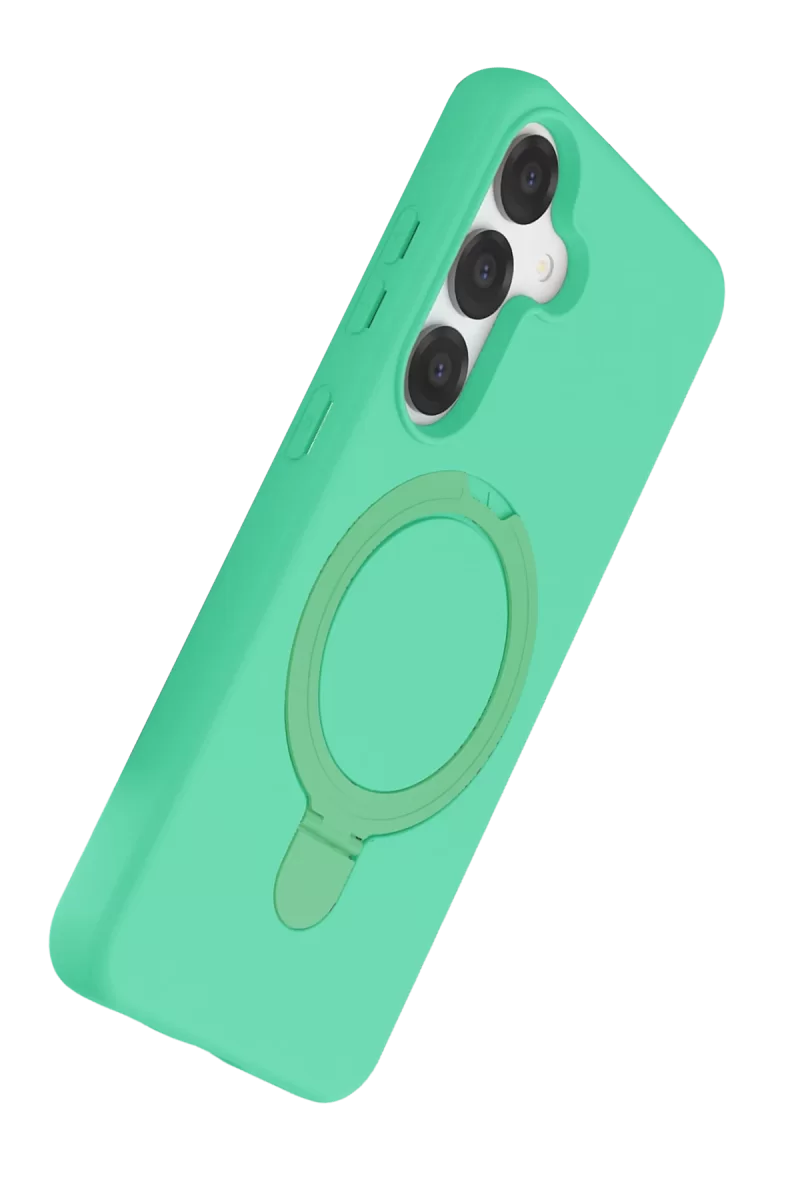 Newface Samsung Galaxy S25 Regal Magsafe Standlı Kapak - Yeşil