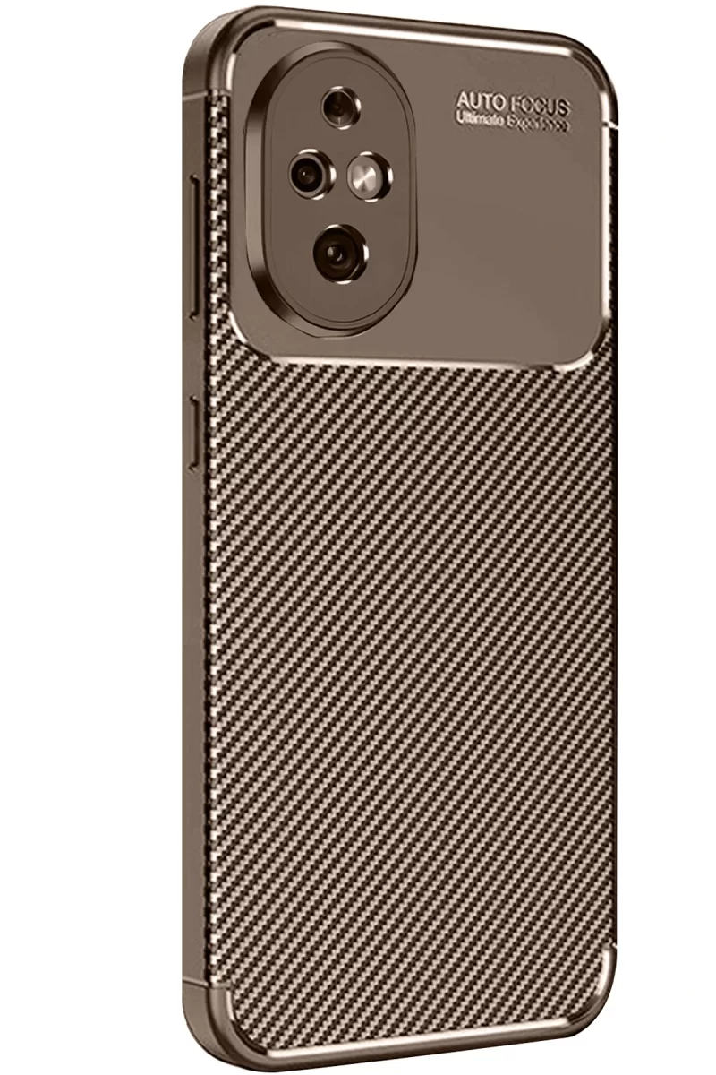 Newface Honor 200 Kılıf Auto Focus Karbon Kapak - Kahverengi
