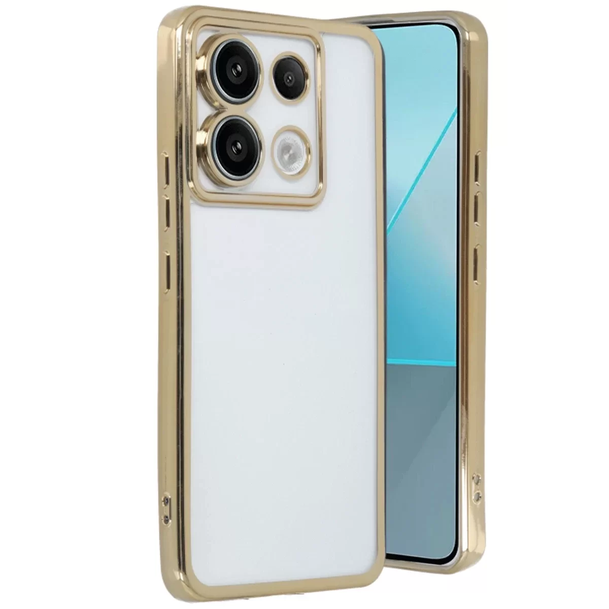 Newface Xiaomi Redmi Note 13 Pro 5G Kılıf Razer Lensli Silikon - Gold