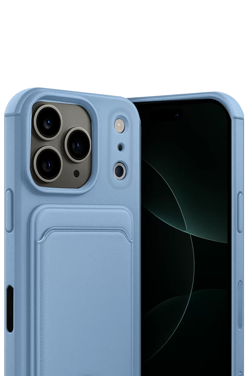 Newface Apple iPhone 17 Pro Kelvin Kartvizitli Silikon - Mavi