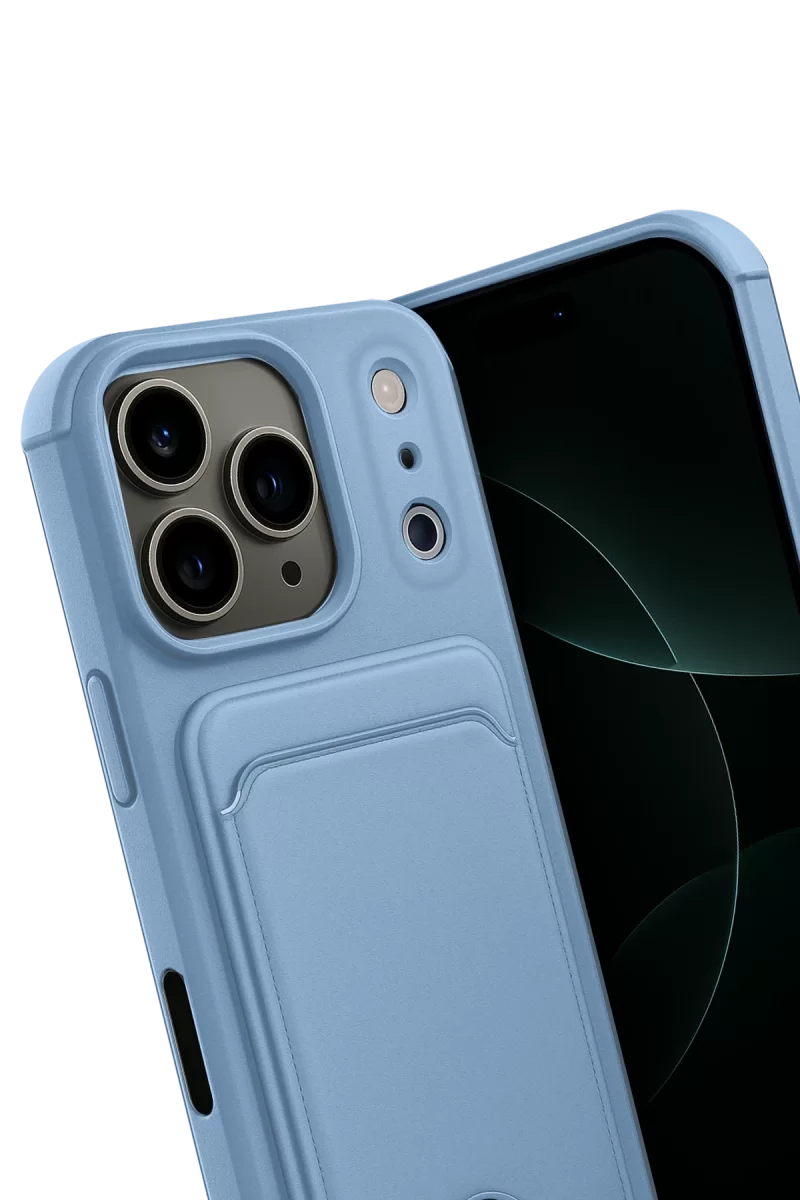 Newface Apple iPhone 17 Pro Kelvin Kartvizitli Silikon - Mavi