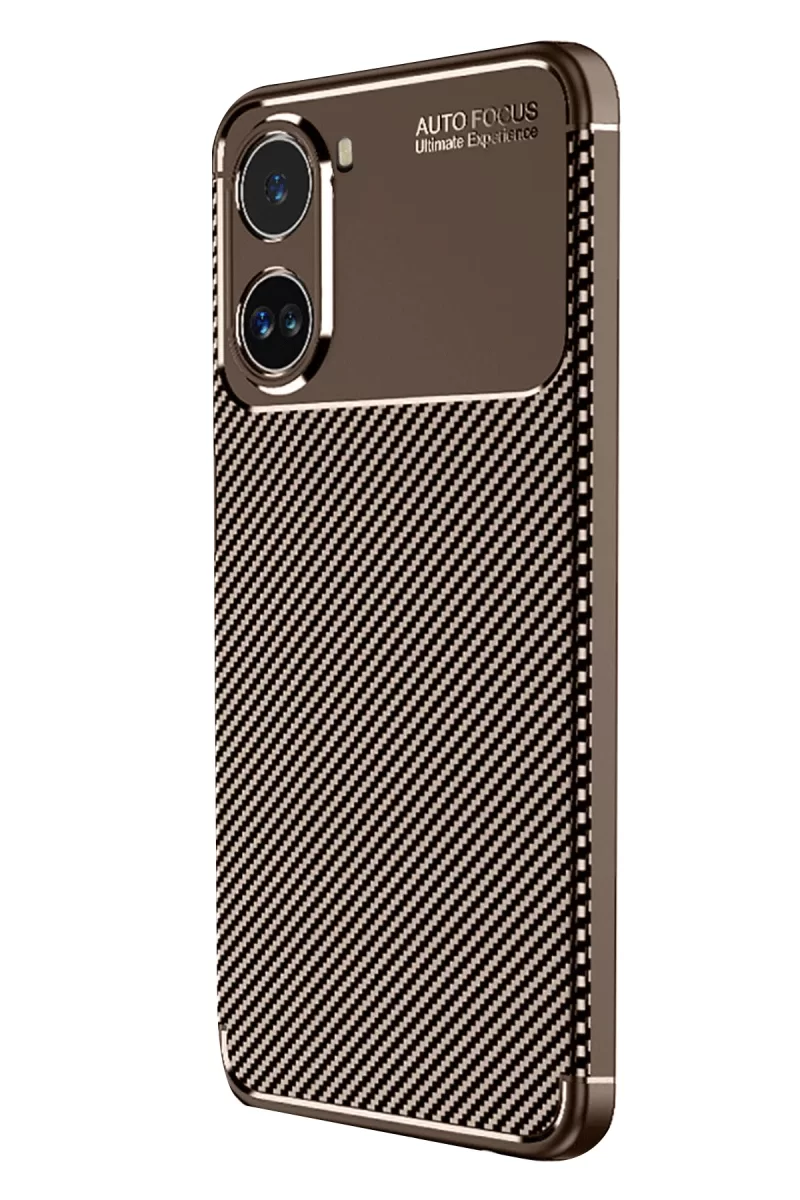 Newface Xiaomi Poco X7 Pro Kılıf Auto Focus Karbon Kapak - Kahverengi