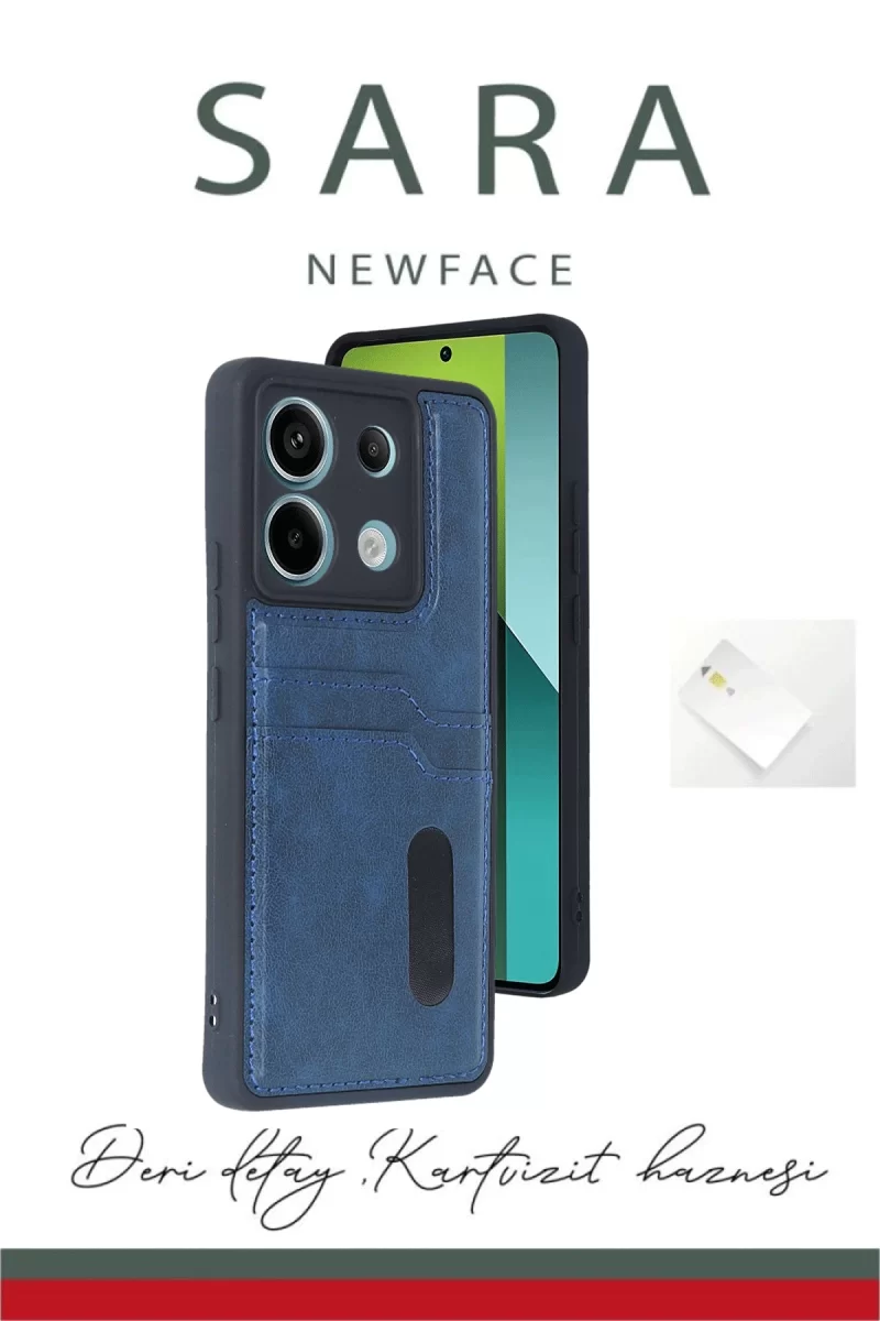 Newface Xiaomi Redmi Note 13 Pro 5G Kılıf Sara Kartvizitli Deri Kılıf - Taba