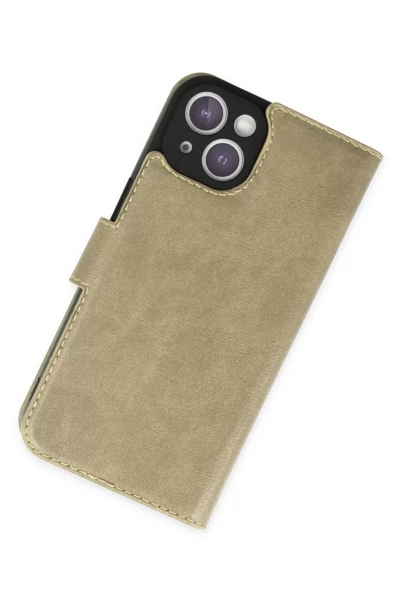 Newface Apple iPhone 14 Plus Kılıf Trend S Plus Kapaklı Kılıf - Gold