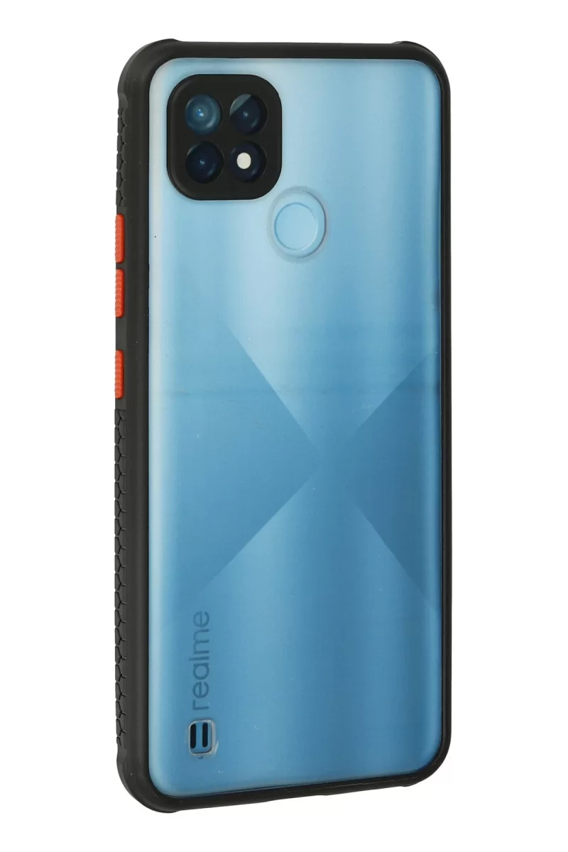 Newface Realme C21 Kılıf Miami Şeffaf Silikon - Siyah