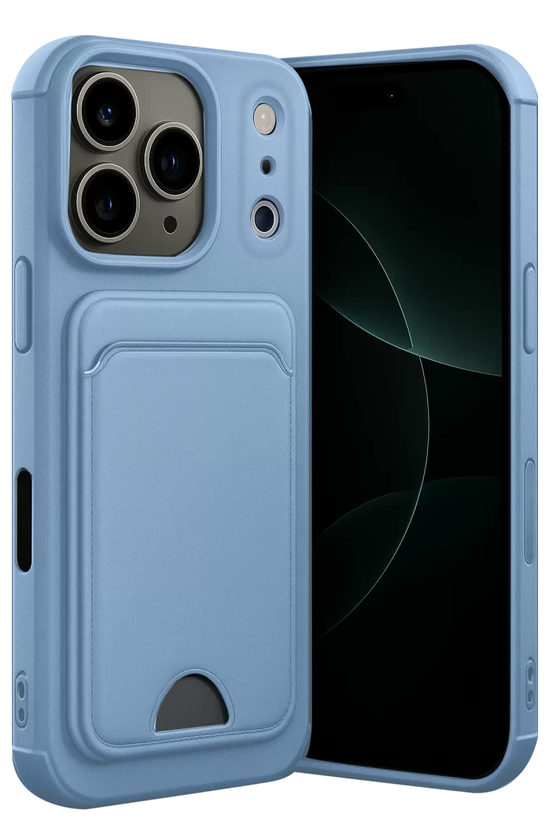 Newface Apple iPhone 17 Pro Max Kelvin Kartvizitli Silikon - Mavi