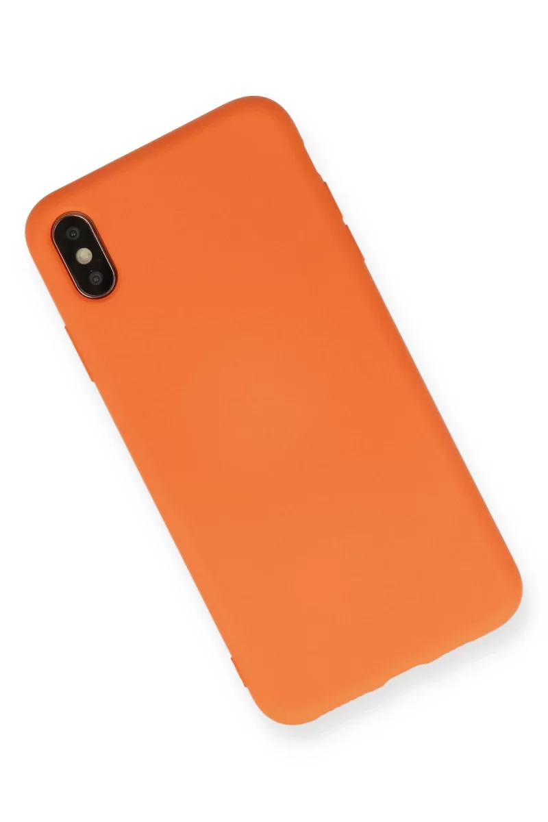 Newface Apple iPhone X Kılıf Nano içi Kadife Silikon - Turuncu