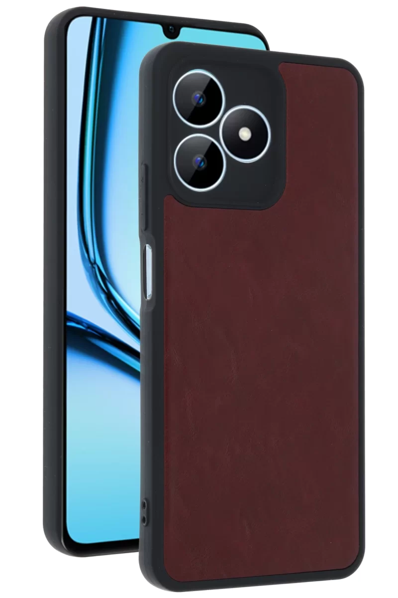 Newface Realme Note 50 4G Kılıf Aras Deri Kapak - Bordo