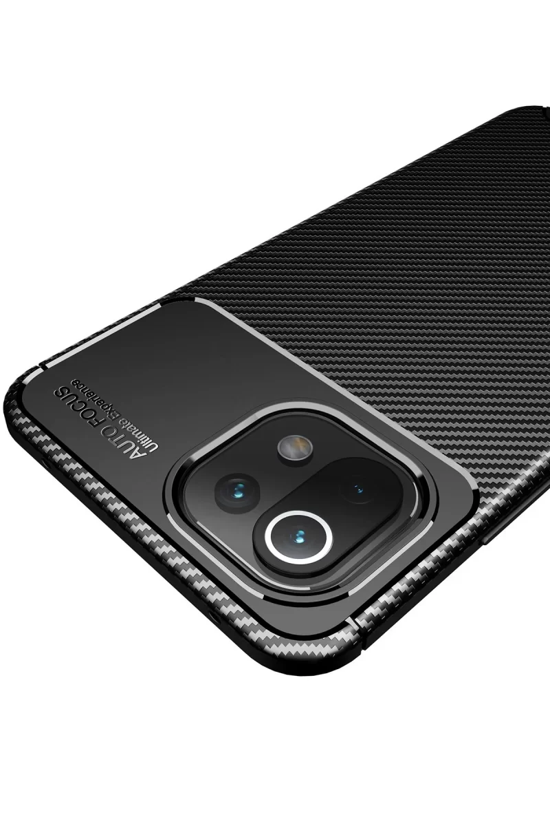 Newface Xiaomi Mİ 11 Lite Kılıf Auto Focus Karbon Kapak - Siyah