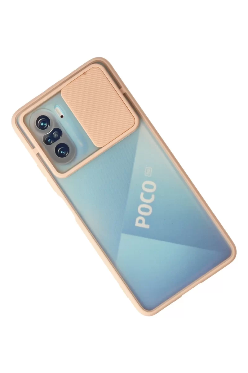 Newface Xiaomi Poco F3 Kılıf Palm Buzlu Kamera Sürgülü Silikon - Pembe