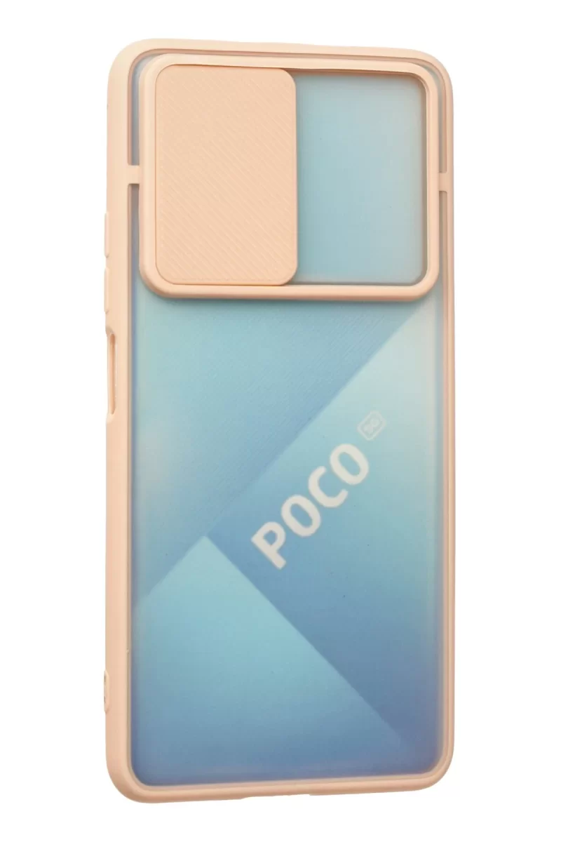 Newface Xiaomi Poco F3 Kılıf Palm Buzlu Kamera Sürgülü Silikon - Pembe