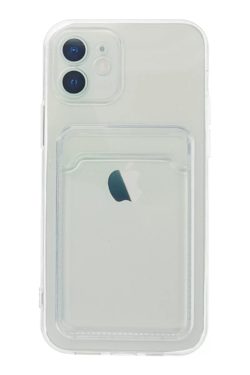 Newface Apple iPhone 12 Kılıf Kart Şeffaf Silikon - Şeffaf