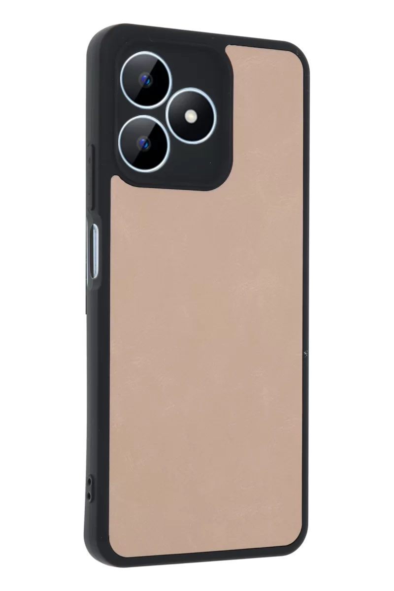 Newface Realme Note 50 4G Kılıf Aras Deri Kapak - Pudra