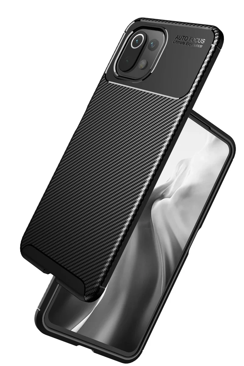Newface Xiaomi Mİ 11 Lite Kılıf Auto Focus Karbon Kapak - Kahverengi
