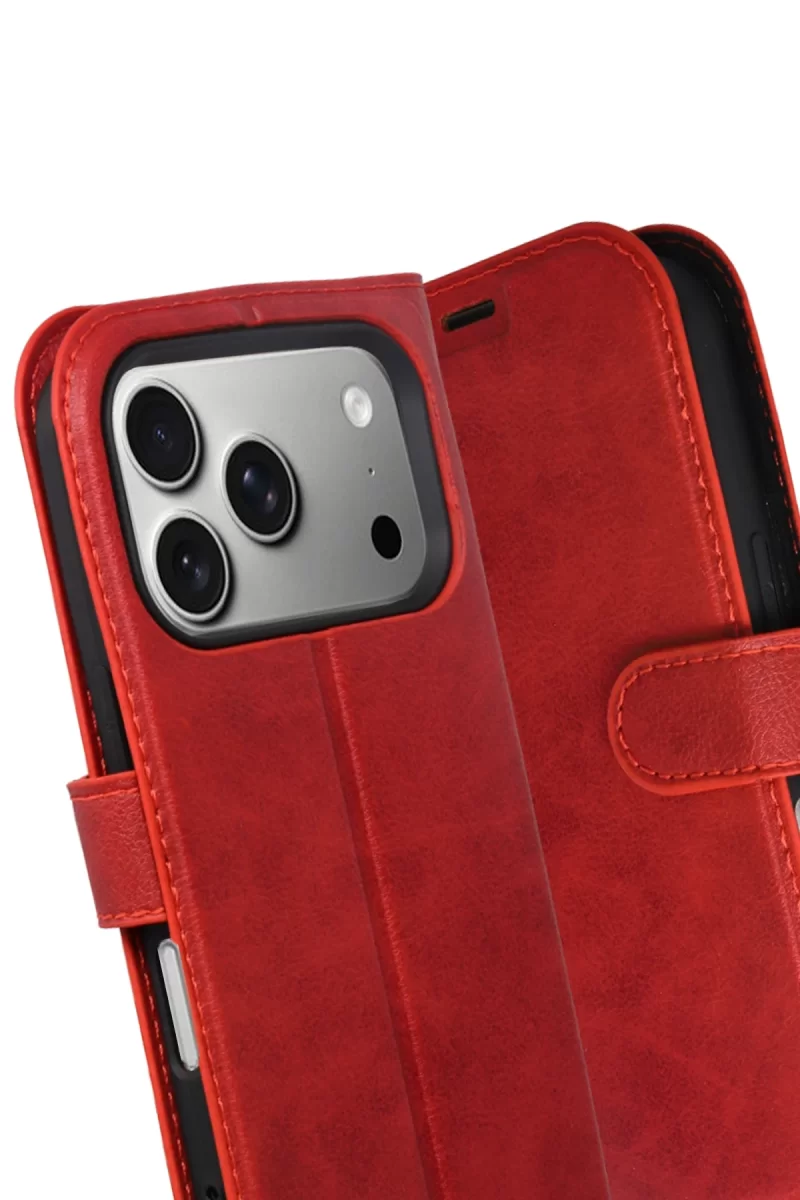 Newface Apple iPhone 17 Pro Trend S Plus Kapaklı Kılıf - Kırmızı