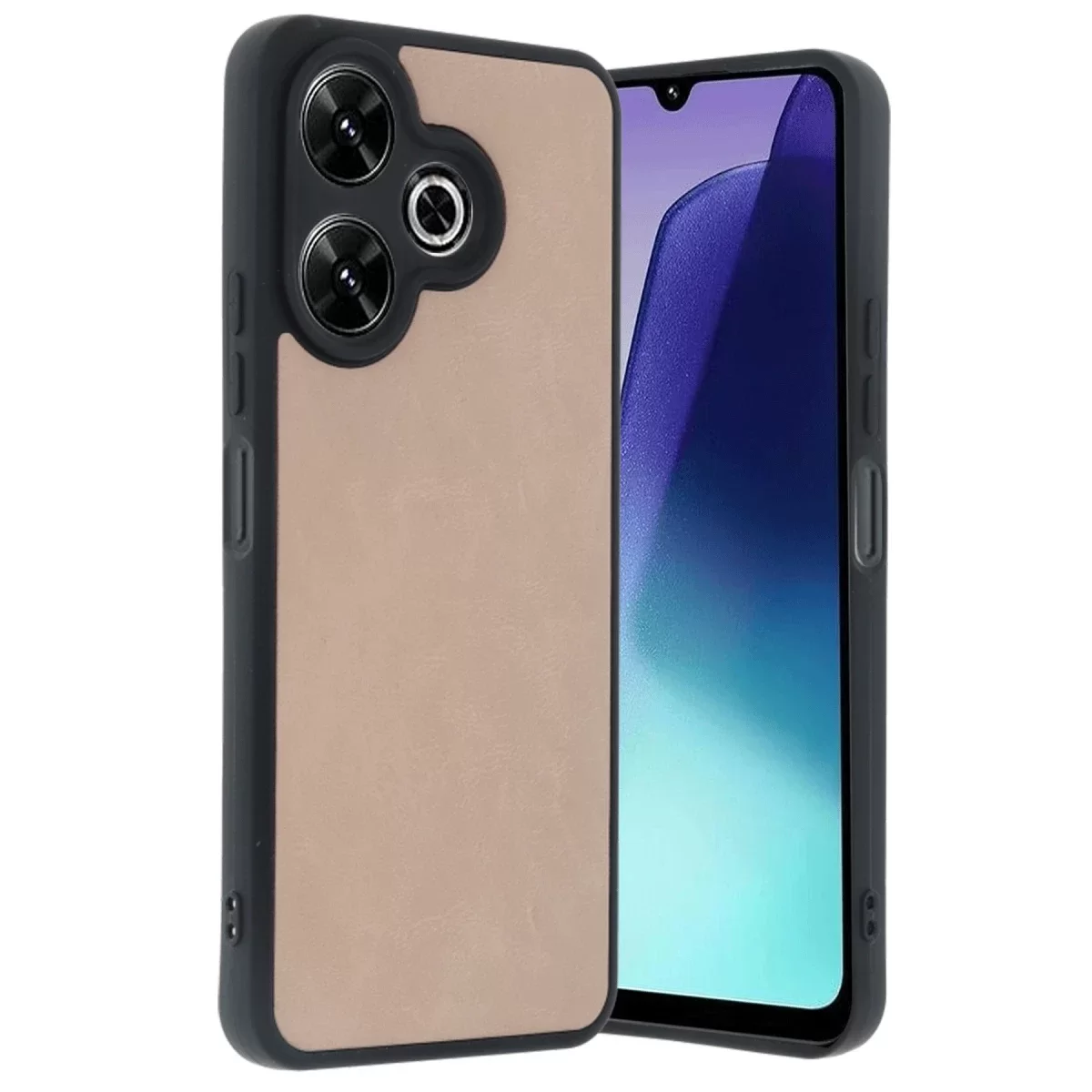 Newface Xiaomi Redmi 13 4G Kılıf Aras Deri Kapak - Pudra