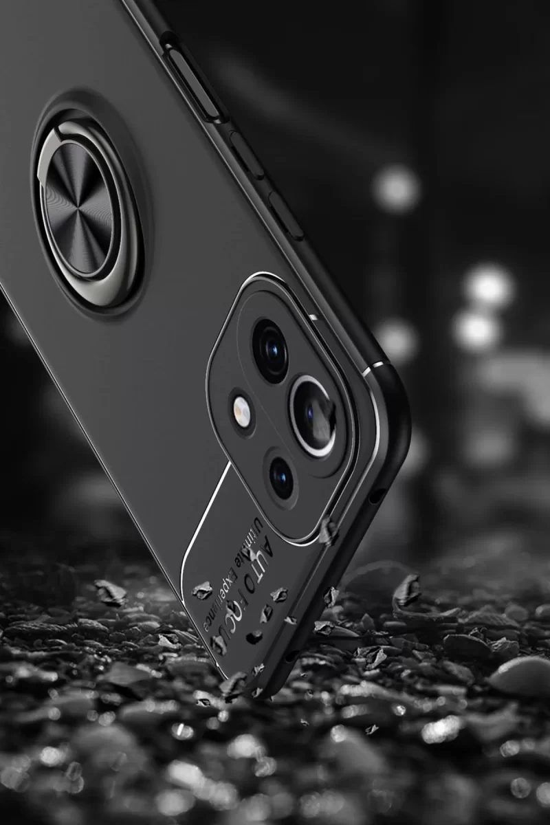 Newface Xiaomi Mİ 11 Lite Kılıf Range Yüzüklü Silikon - Siyah-Gold