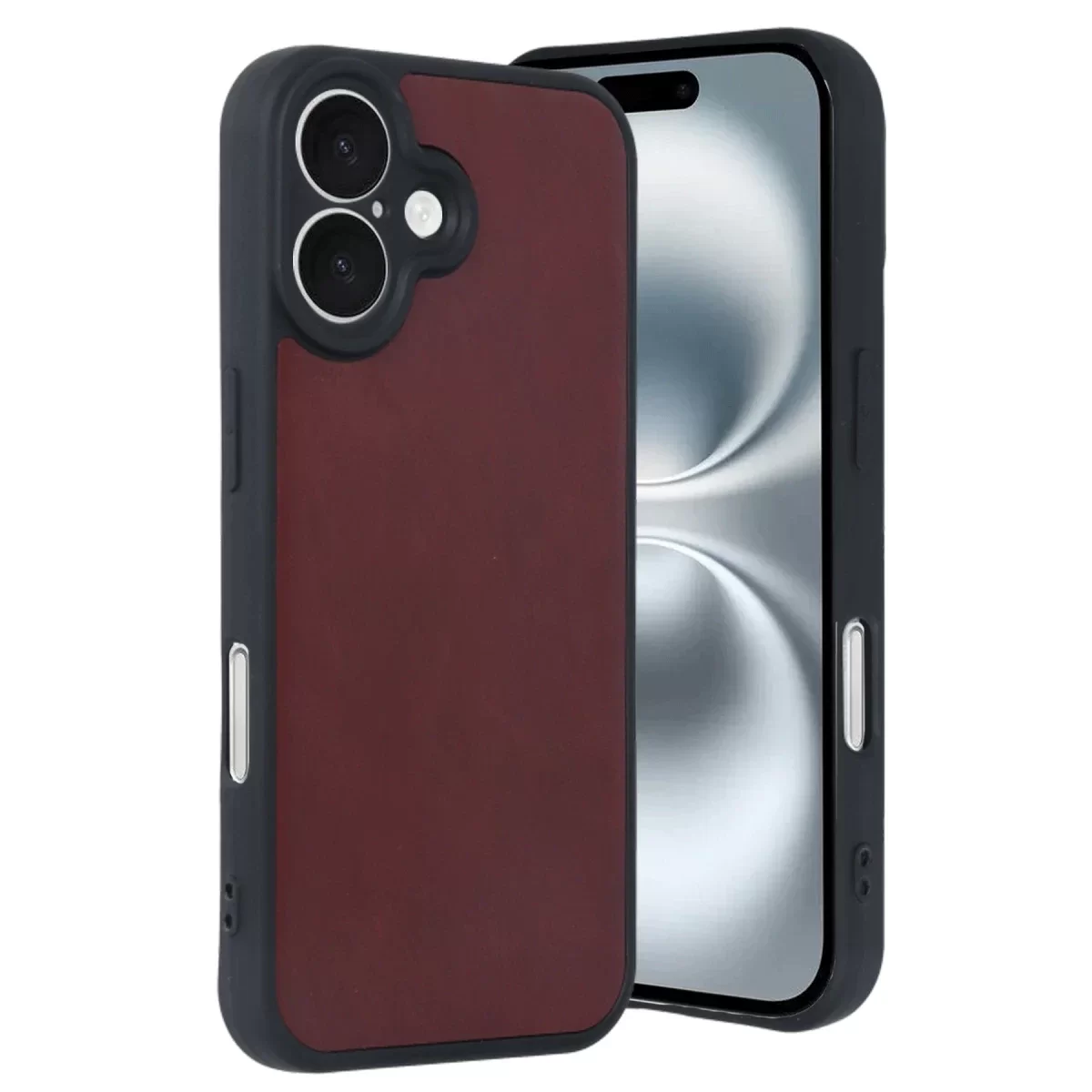 Newface Apple iPhone 16 Kılıf Aras Deri Kapak - Bordo