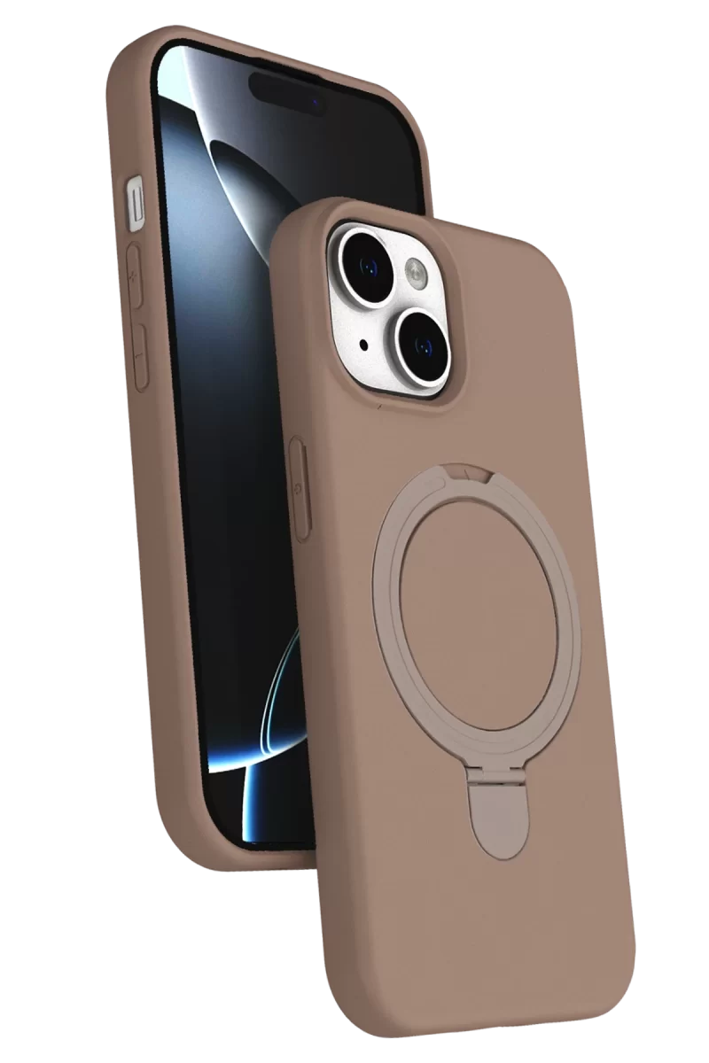 Newface Apple iPhone 15 Plus Regal Magsafe Standlı Kapak - Çöl Titanyum