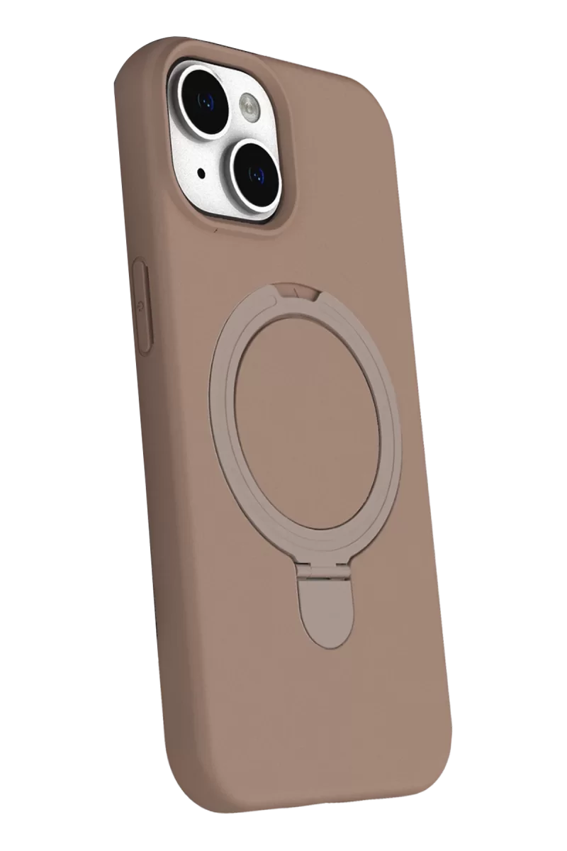 Newface Apple iPhone 15 Plus Regal Magsafe Standlı Kapak - Çöl Titanyum