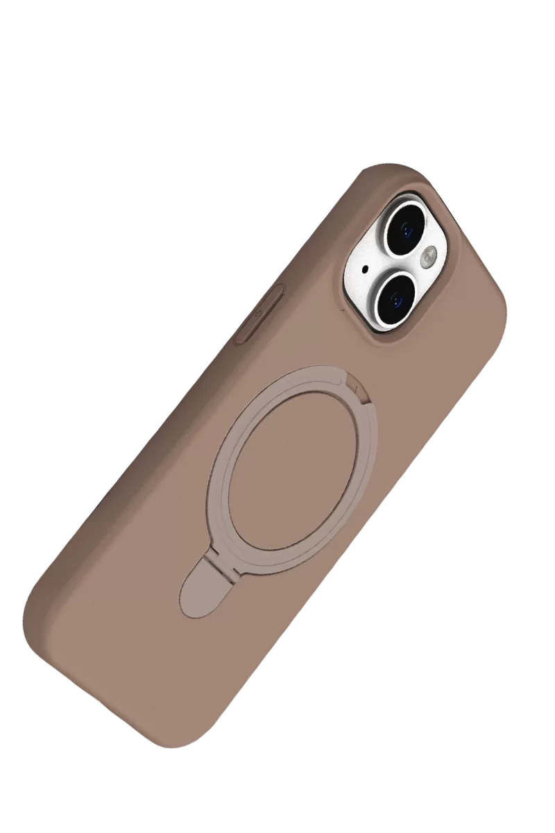 Newface Apple iPhone 15 Plus Regal Magsafe Standlı Kapak - Çöl Titanyum