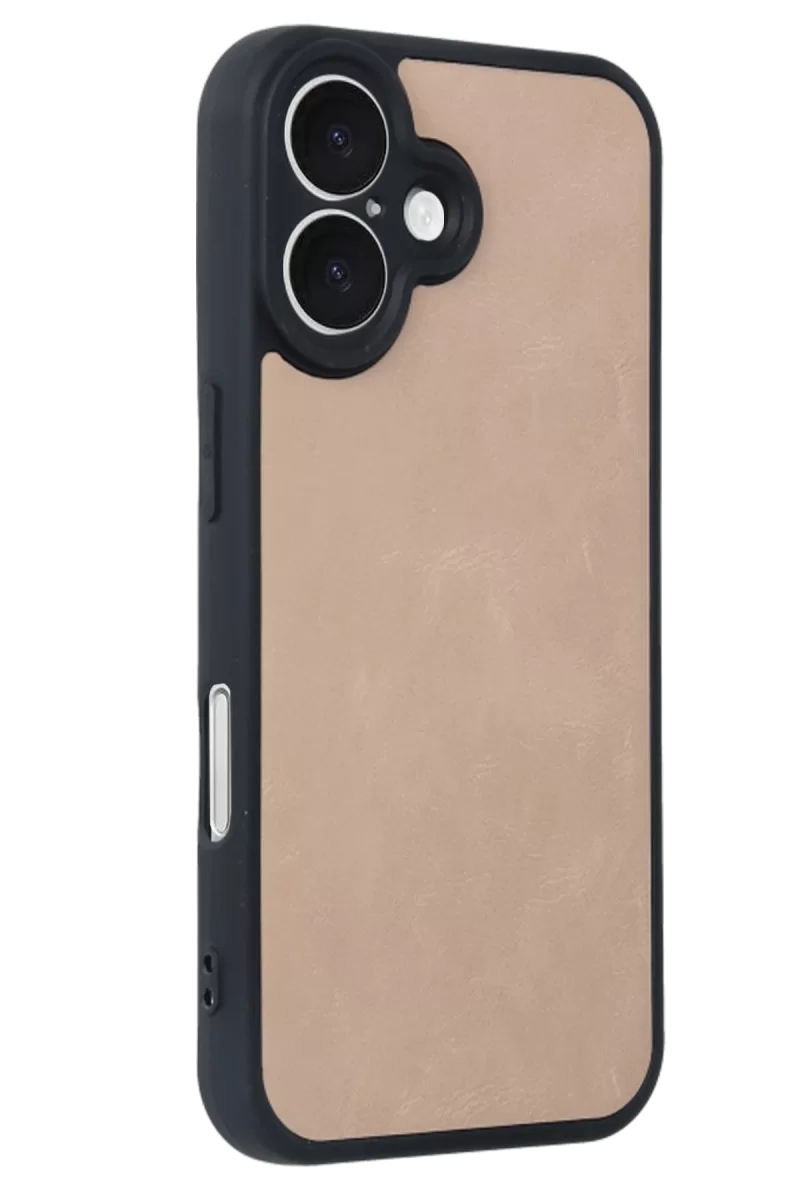 Newface Apple iPhone 16 Kılıf Aras Deri Kapak - Pudra