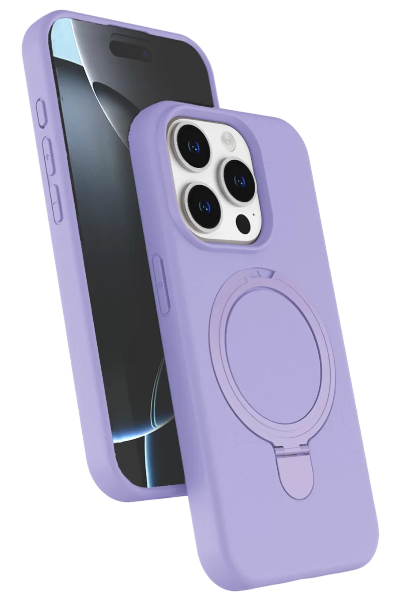 Newface Apple iPhone 15 Pro Max Regal Magsafe Standlı Kapak - Lila