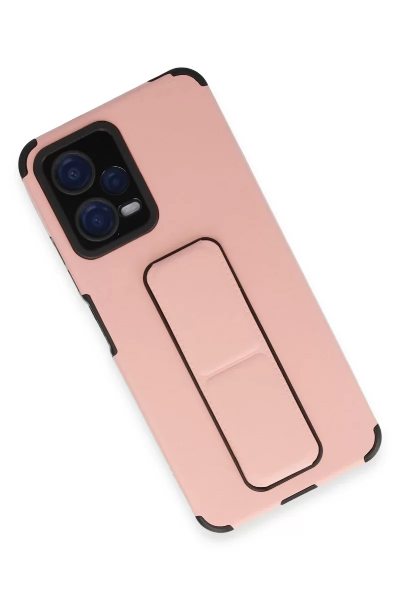 Newface Xiaomi Poco X5 5G Kılıf Mega Standlı Silikon - Pudra
