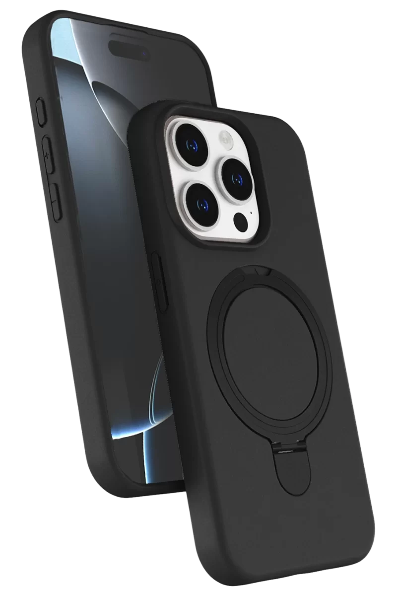 Newface Apple iPhone 15 Pro Max Regal Magsafe Standlı Kapak - Siyah