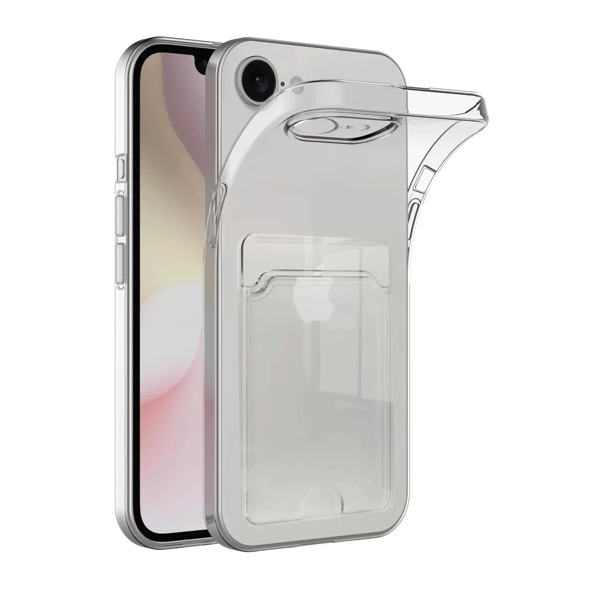 Newface Apple iPhone 16E Kılıf Kart Şeffaf Silikon - Şeffaf