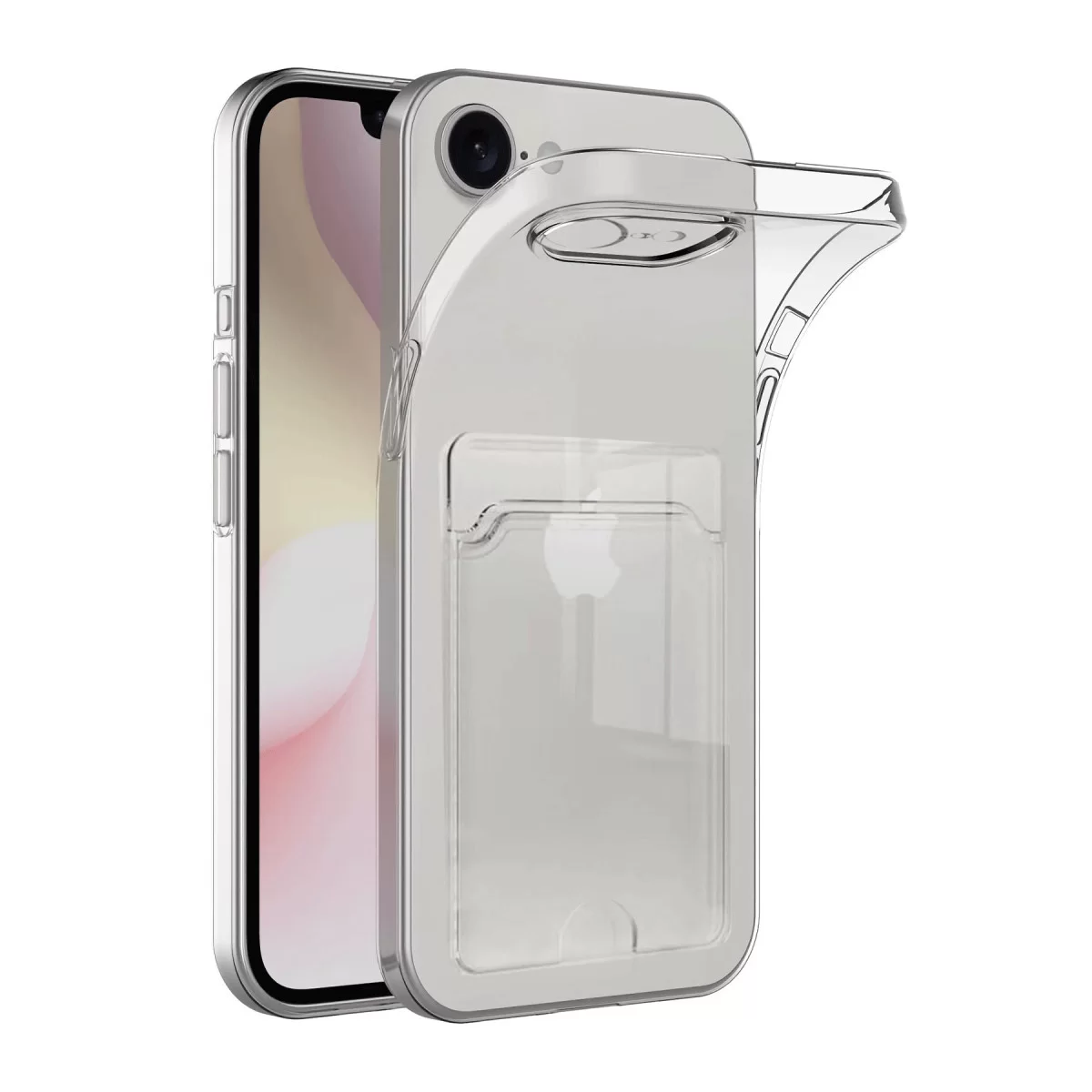 Newface Apple iPhone 16E Kılıf Kart Şeffaf Silikon - Şeffaf
