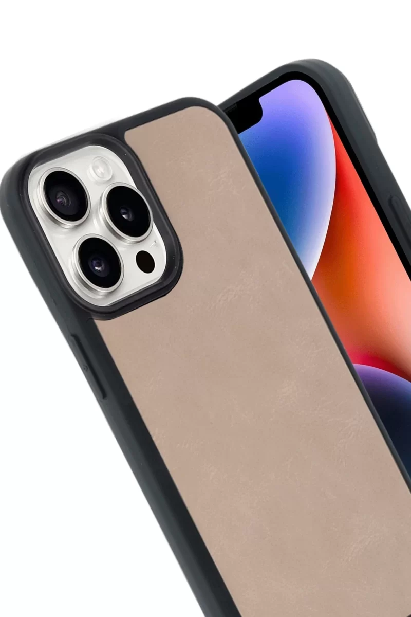 Newface Apple iPhone 14 Pro Max Kılıf Aras Deri Kapak - Pudra