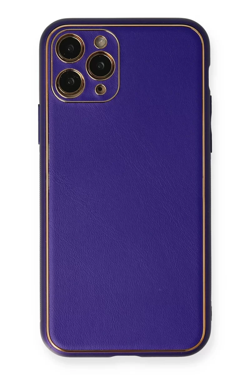 Newface Apple iPhone 11 Pro Kılıf Coco Deri Silikon Kapak - Mor
