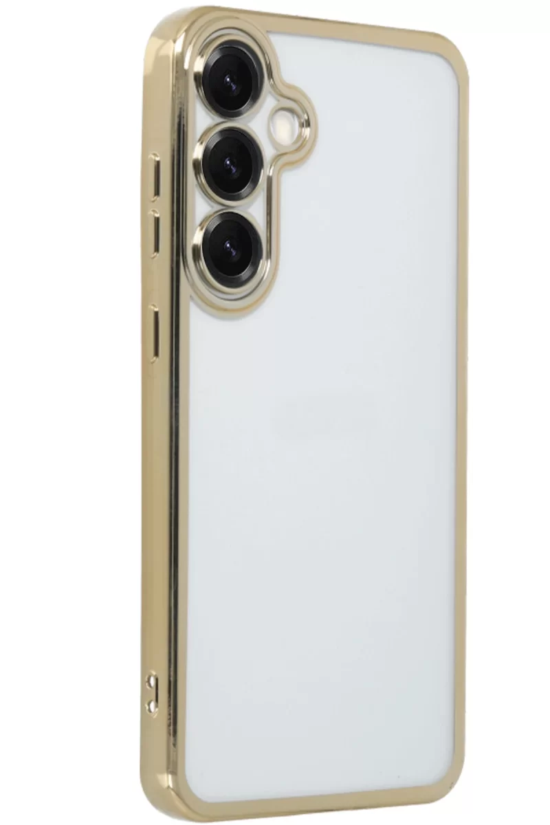 Newface Samsung Galaxy S25 Kılıf Razer Lensli Silikon - Gold